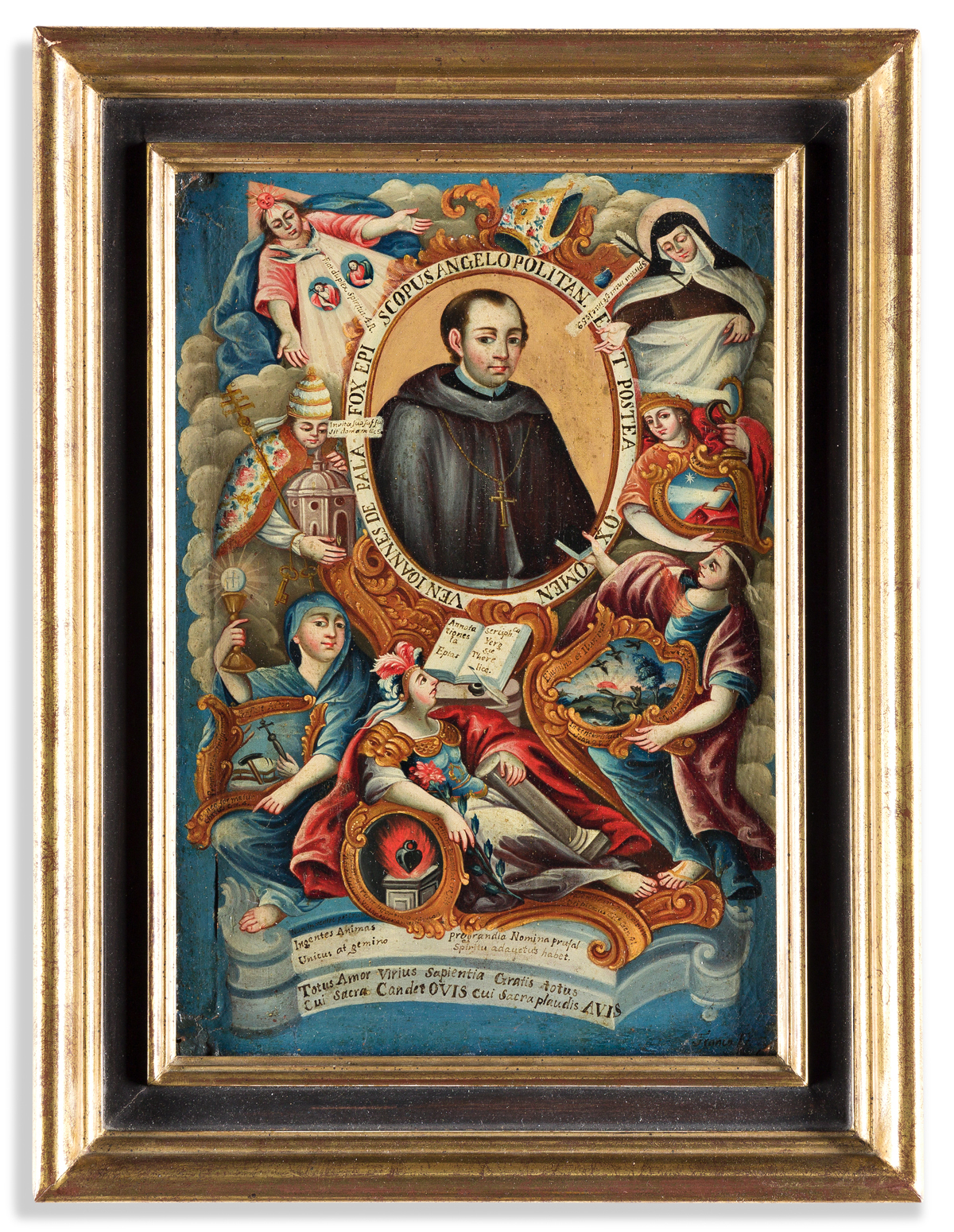(MEXICO.) Franco, artist. Elaborate oil portrait of Juan de Palafox y Mendoza, the influential Bishop of Puebla.